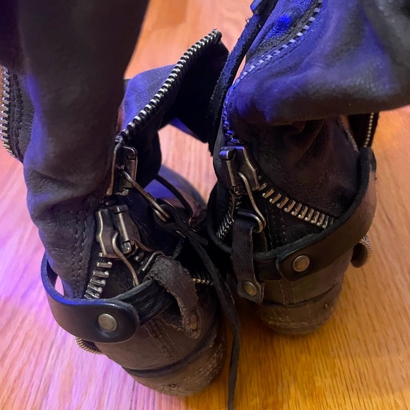 A.S. 98 Women’s Black dark brown Leather Ankle Boots with Zipper Detail size 5.5 - Picture 5 of 16